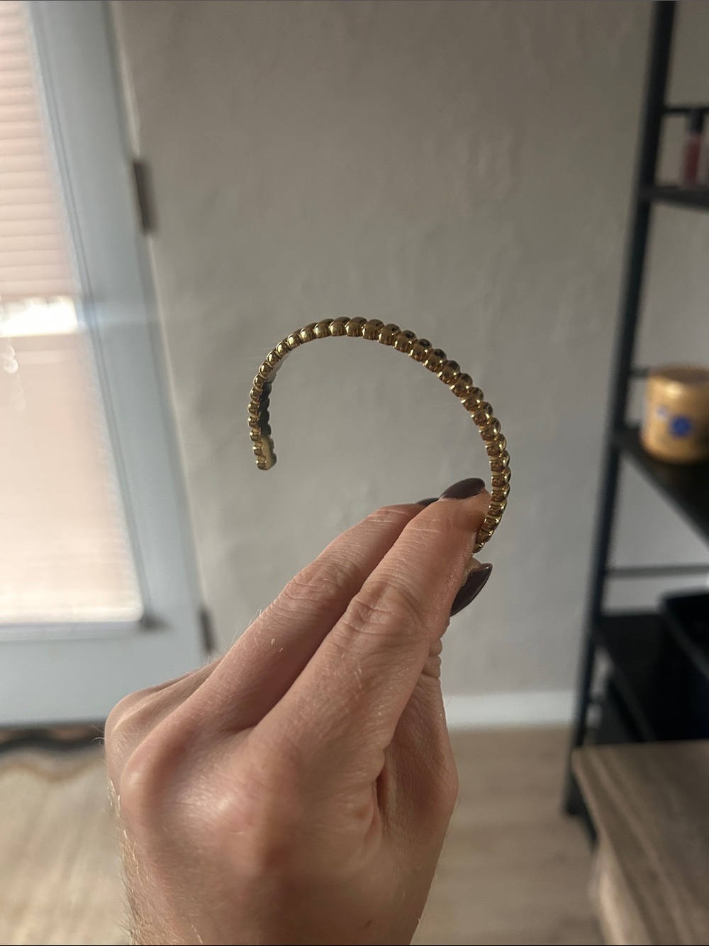Gold Beaded Open Cuff Bracelet - Women Jewelry